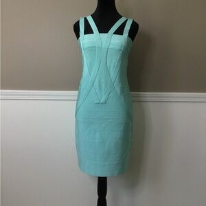 bebe Light Blue Bandage Mini Dress